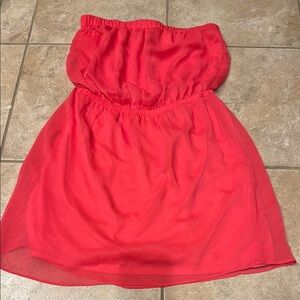 Express Orange Pink Strapless Sundress Casual